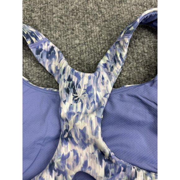 Athleta Sports Bra Womens Small Blue Geometric Racerback Removable Pads Yoga - Picture 5 of 6